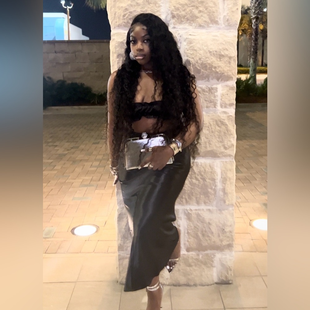 Black Skirt Set with Earrings